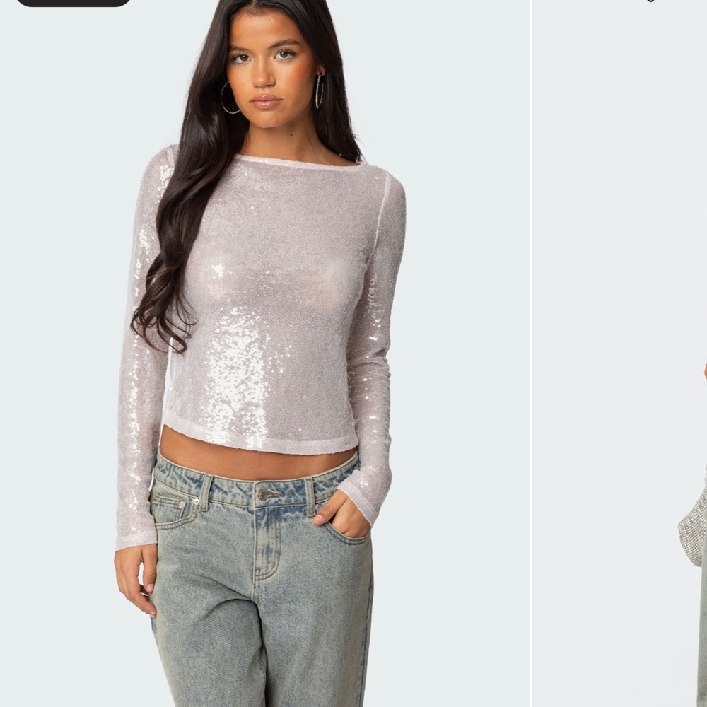 Pink Sequin Long Sleeve Top
